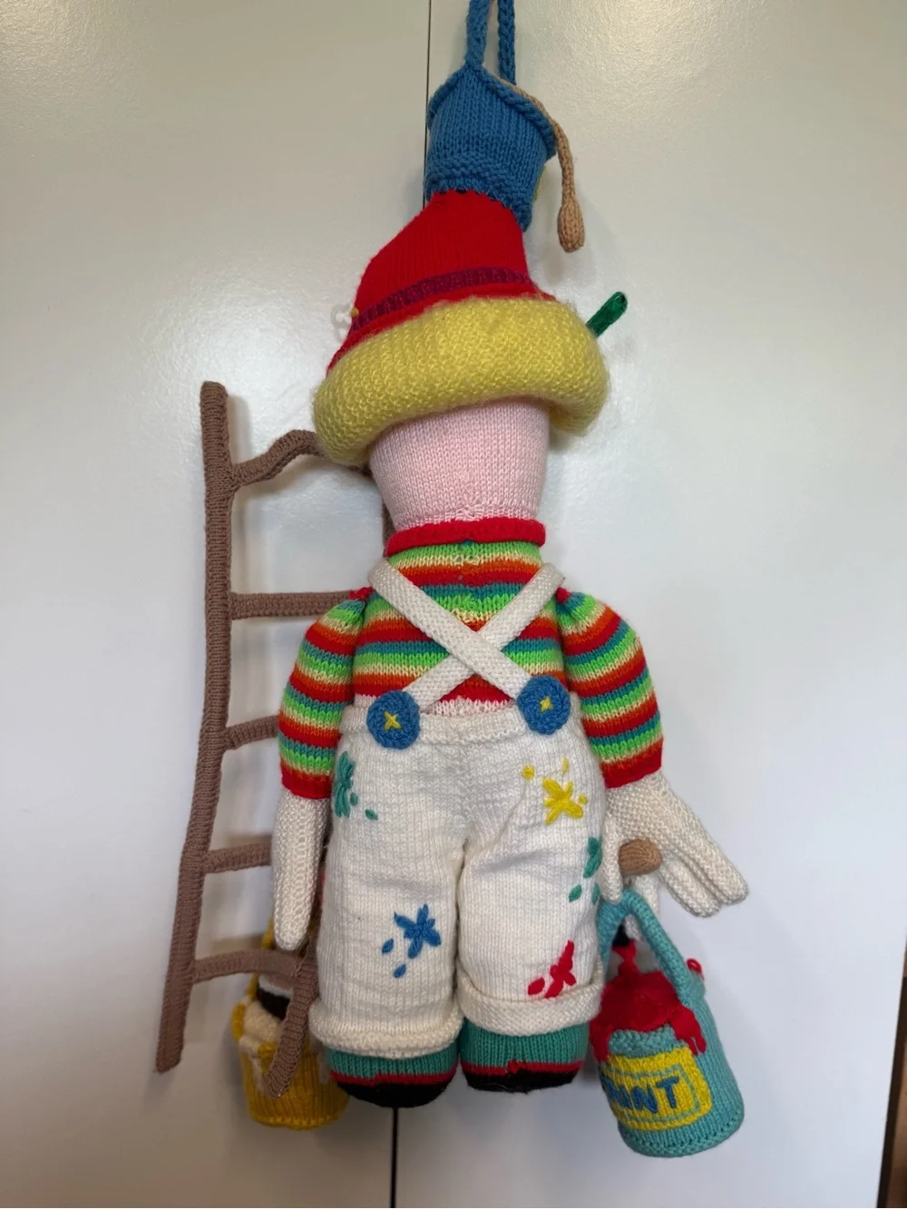 Handmade Knit Clown Doll - great details.  Classroom or nursery decor.